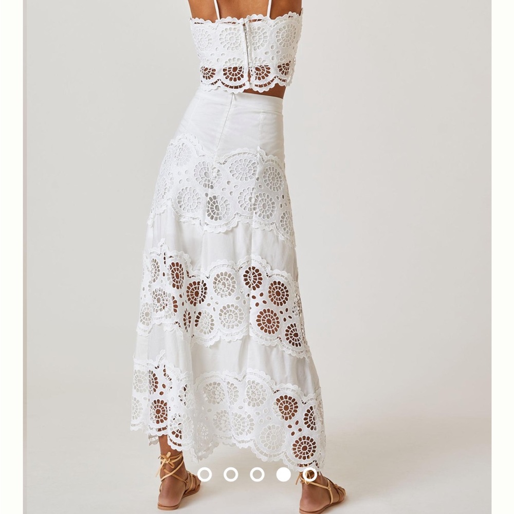 Raissa White Eyelet Midi Skirt